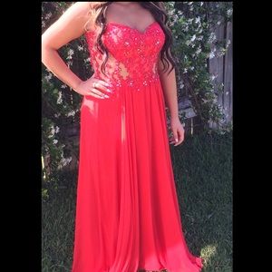 WORN ONCE beautiful detailed red prom dress!